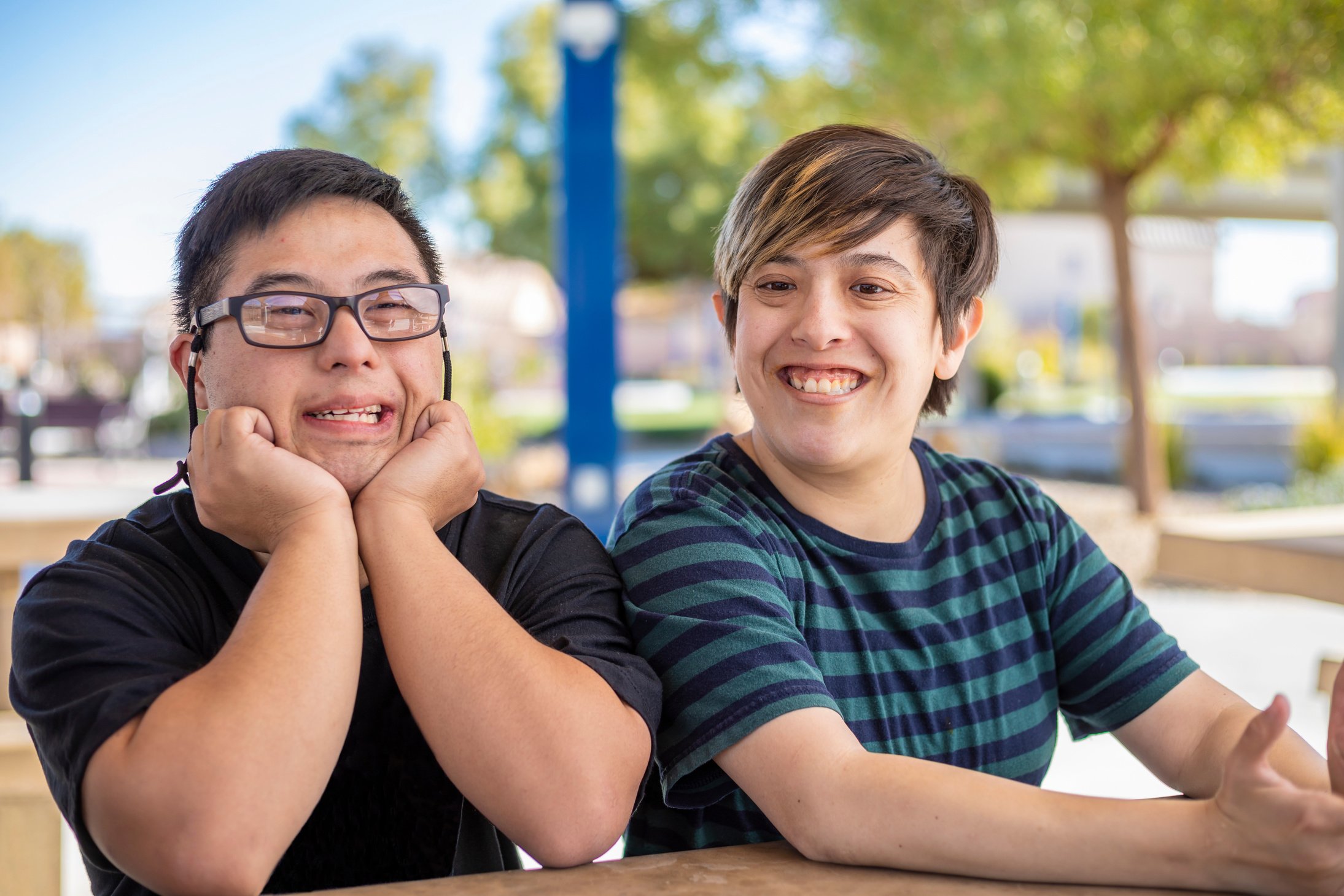 Group of friends with intellectual disabilities